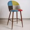 Buy Patchwork Upholstered Bar Stool Scandinavian Design with Dark Metal Legs - Bennett Fiona Multicolour 59949 - prices